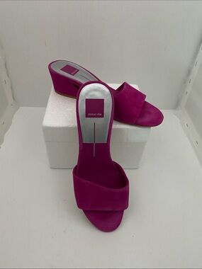 Dolce Vita Pink Suede Slide Wedge Mules